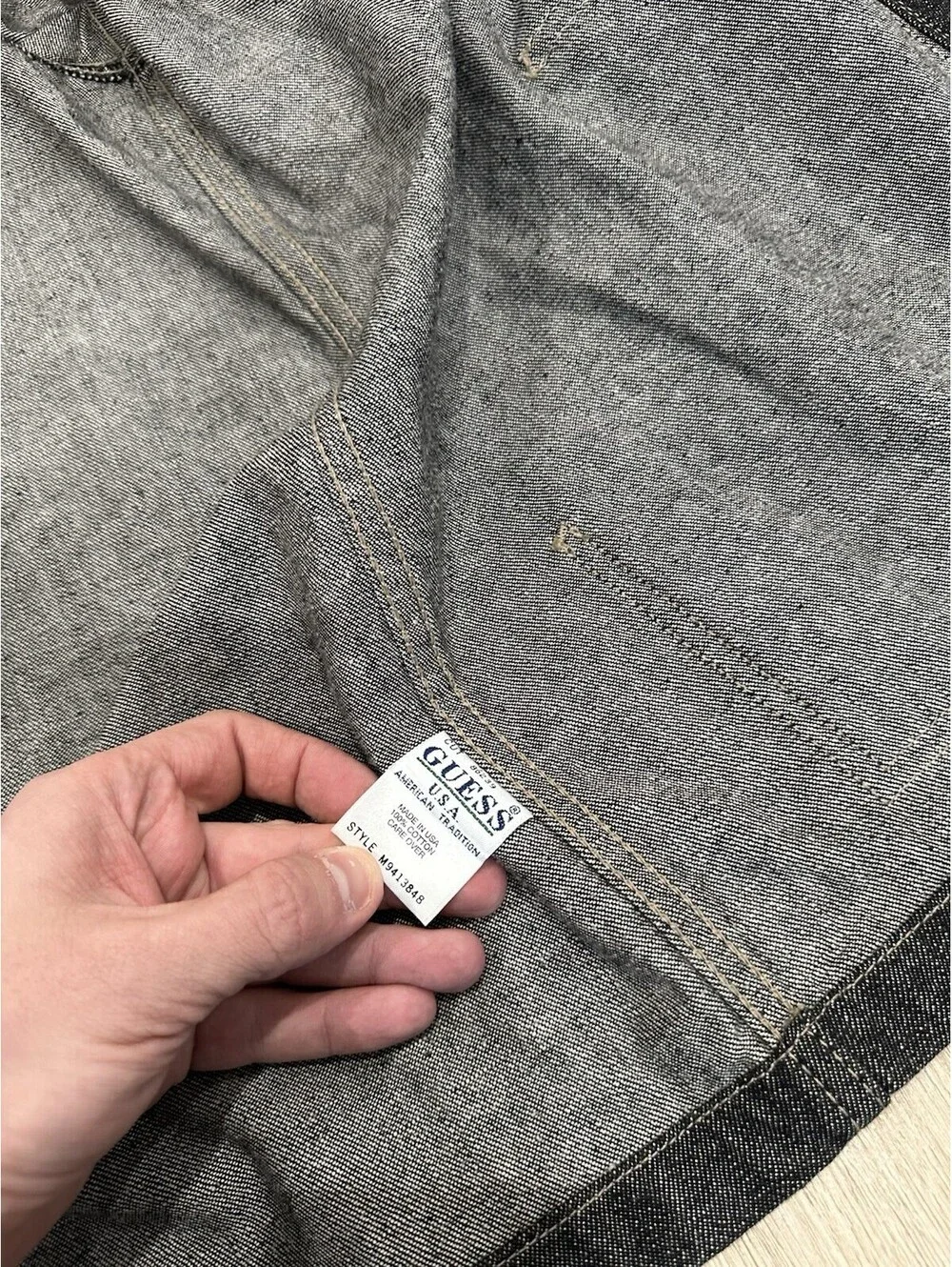 Vintage Guess Jeans Mens Sz L Denim Chore Barn Coat Jacket Workwear USA